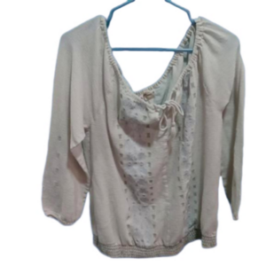 ( 289 ) Ruff Hewn size M off white embroidered boho long sleeves pullover blouse